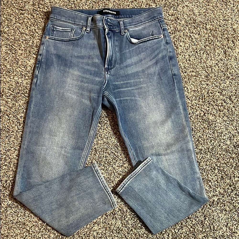 Express High Rise Light Blue Ankle Legging Jeans